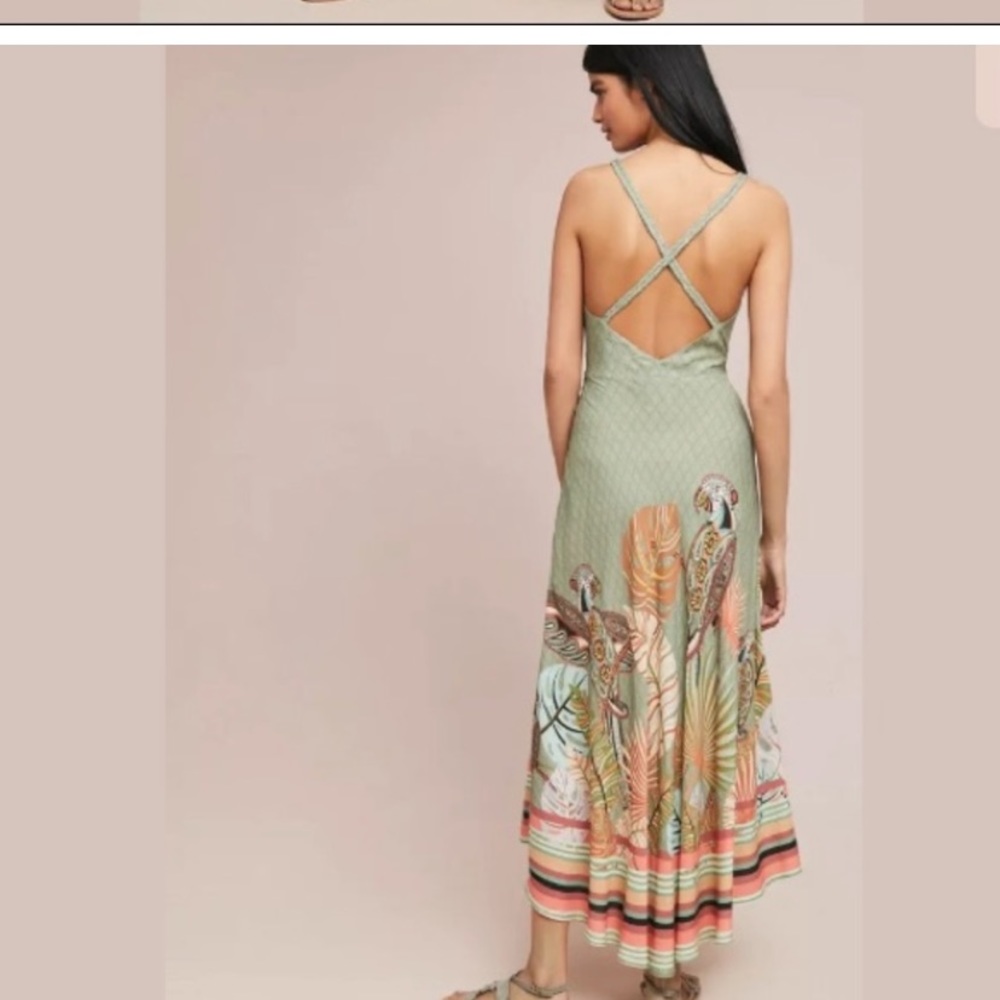 🌴Anthropologie Farm Rio Toucan Maxi Dress L - Picture 7 of 11